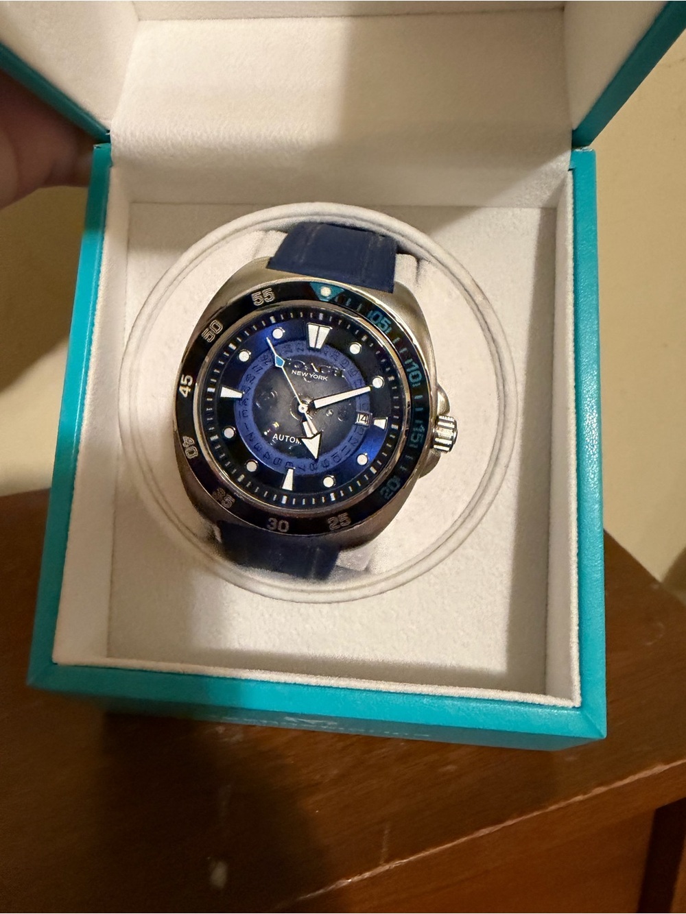 Coach Men's Blue Dial Watch with Blue Strap